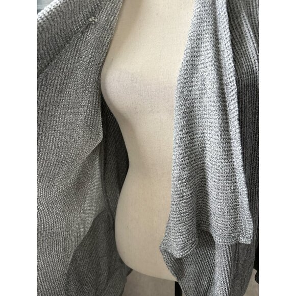 Chico’s Gray Open Bat Wing Cardigan Thermal Hidden Snaps Pockets Size 1X - Picture 7 of 9